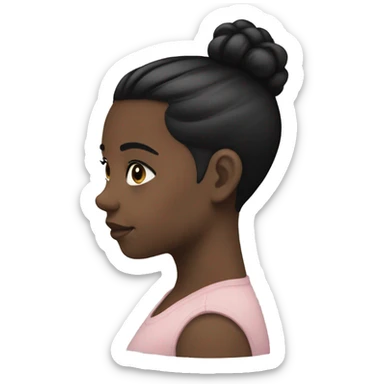 side profile of girl with black ponytail and black blush sticker