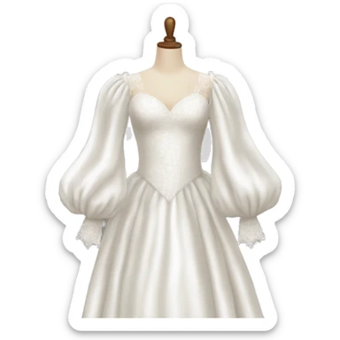 Long puffy sleeve wedding dress isolated sticker