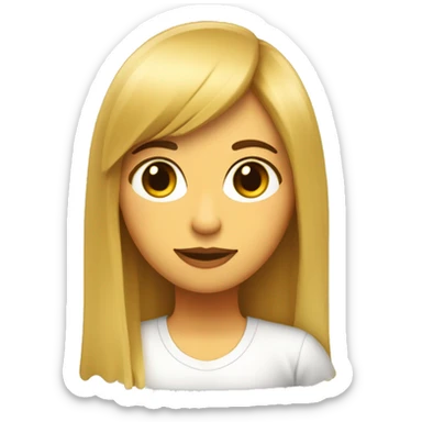 Chica con flequillo , pelo largo liso y rubio  sticker