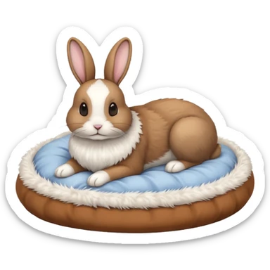 white pet bed with rabbit in it brown an white rabbit sticker