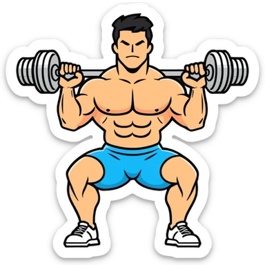 body builder lifting dumbbells sticker