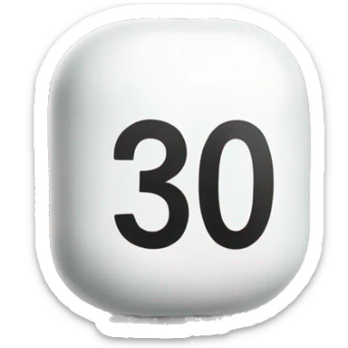 white pill with the number 30 on it sticker