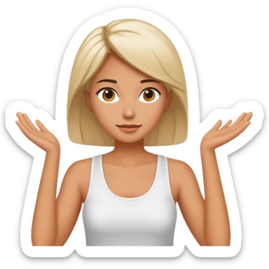 Adult woman, wearing a sleeveless tank top, potrait
 sticker