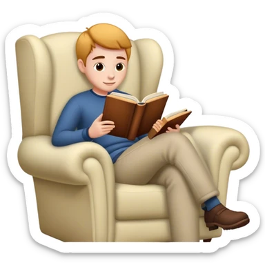 a person reading a book in a cosy armchair sticker