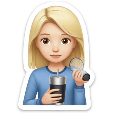 Girl blonde with stanley tumbler sticker