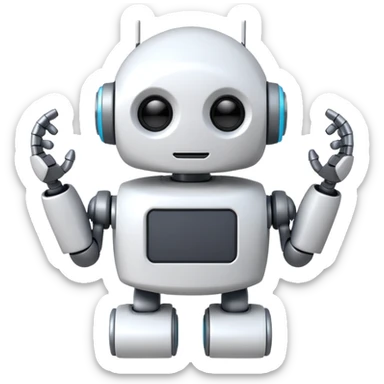 robot cartoon simple kid toy white innocent funny gudget chatGPT round adorable music_lover sticker