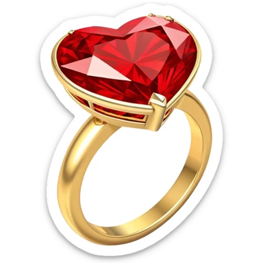 Red Diamond heart gold ring sticker