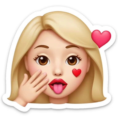 Emoji, face blowing a kiss, puckered lips, small heart sticker