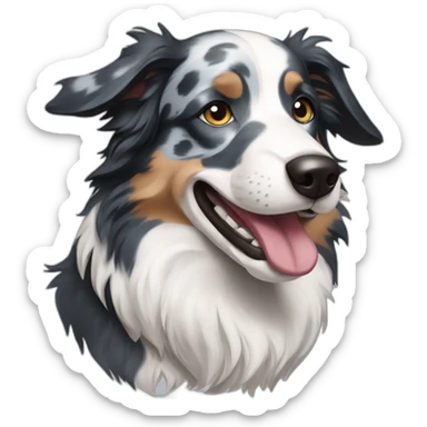 Blue Merle Border Collie with a ball in his mouth  sticker