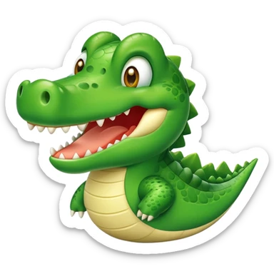 Cute crocodile plane with a smiling face sticker