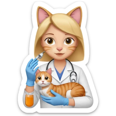veterinarian examining a cat sticker