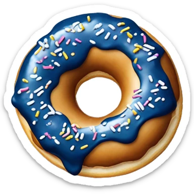 One Donut with navy blue icing and white sprinkles isolated sticker