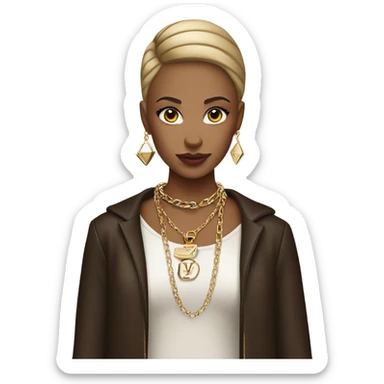 girl with necklace and makeup in Louis v sticker