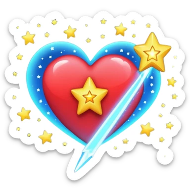 shooting star heart sticker