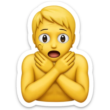 emoji strangling its self with its hands sticker