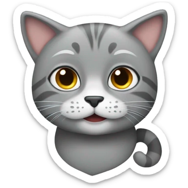 Grey cute cat sticker