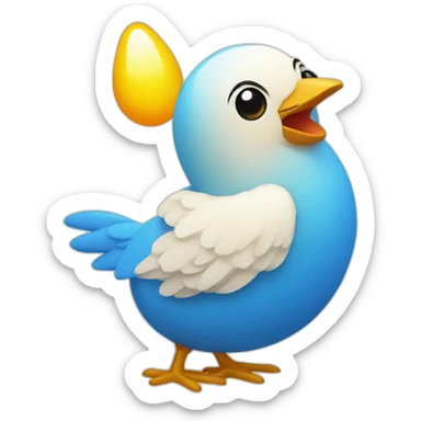 Pollito azul saliendo del huevo sticker