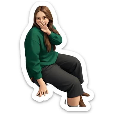 brown haired girl outdoors sitting sticker