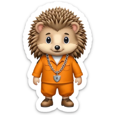 Hedgehog with prison outfit and ankle chain sticker