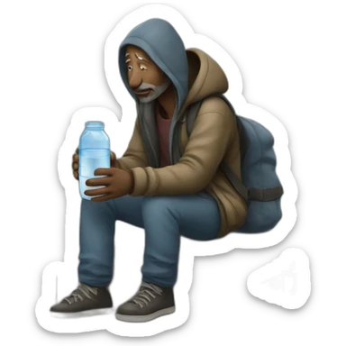 homeless drinking a glass of water sticker