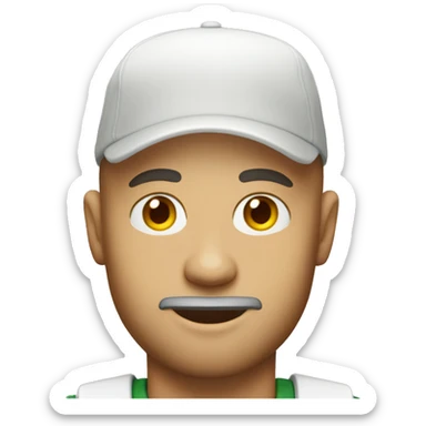 bald guy with a beard and a cap from McDonald's staff sticker