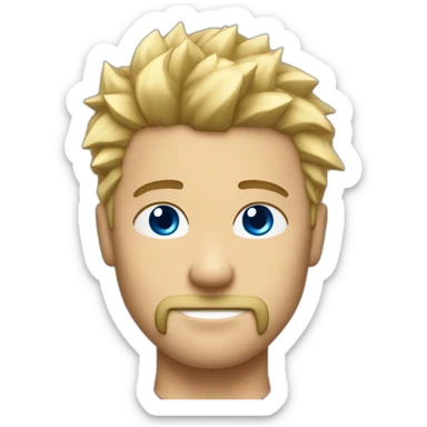 Blonde hair blue eyes red goatee spiked hair on top sticker