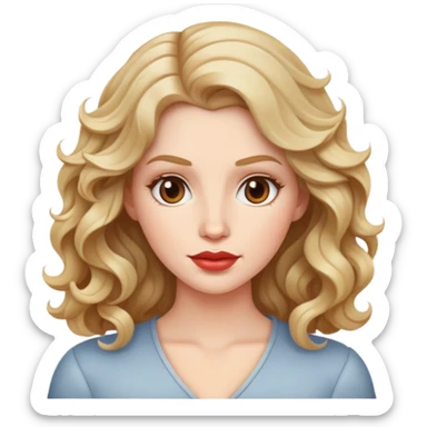 Mujer blanca de cabello ondulado y labios claritos sticker