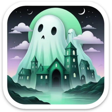 Ghostly Pastel Black Green White Spectral Gloomy Dusky Dystopian Apocalyptic Aesthetic Scenery Deco sticker