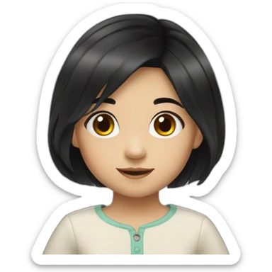 little girl black hair asian sticker