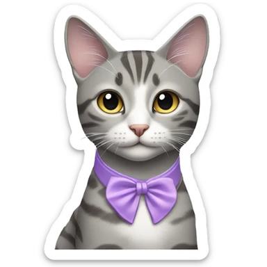 Beautiful girl grey tabby cat with lilac collar sticker