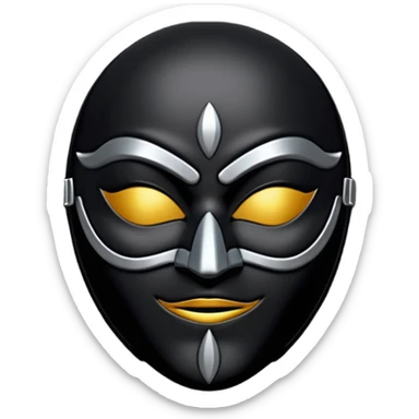 Minimal emoji, gothic mask forged from matte black leather, emotionless expression, smooth heavy surface, subtle metallic texture, deep shadows, no glow, no neon, flat emoji style, centered sticker