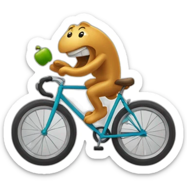 Cashew riding a bicycle throwing d sticker