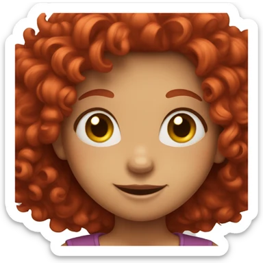 girl with big red hair smiling and waving sticker