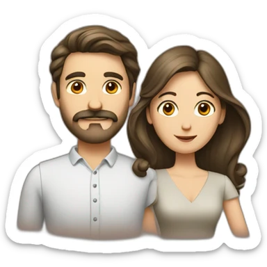 A man with a white mustache and beard and a brunette wife sticker
