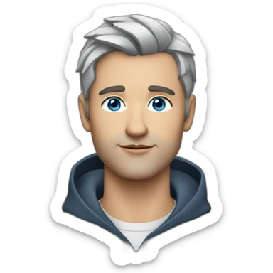 Scandinavian man blue eyes dark grey hair, short hair on the sides, more hair on the top large lips sticker