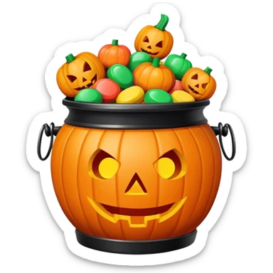 halloween candy in a jack o lantern candy bucket sticker