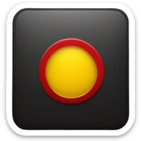  "a black and red rectangle with a medium-sized yellow circle in the middle" sticker