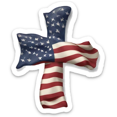 A cross with an American flag and an eagle ￼ sticker