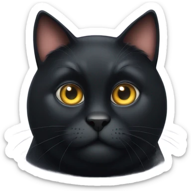 big fat obese huge humongous black cat with giant eyes sticker