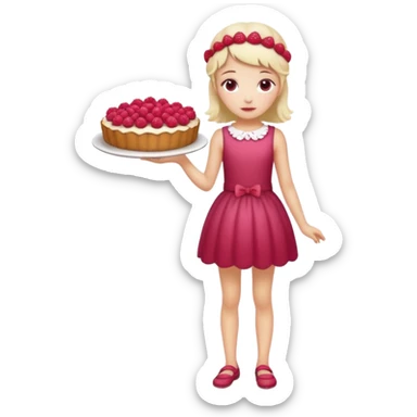 Raspberry torte human full body and legs girl with a raspberry barrette on her head sticker