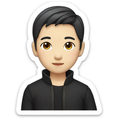 Japanese-style short-haired Chinese boy wearing black jacket sticker