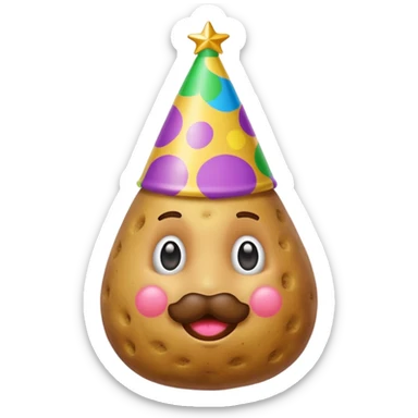potato wearing party hat sticker