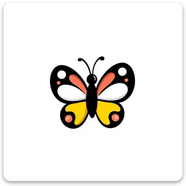 colorful butterfly, crayon style, playful and simple, isolated on white background, centered sticker