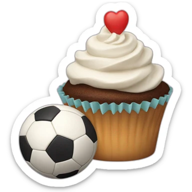 Happy cupcake with a soccer ball as icing  sticker