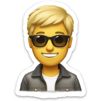 boys with sunglasses smiling sticker