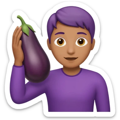 holding brinjal sticker