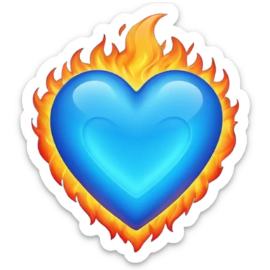 Mavi ateşli mavi kalp sticker