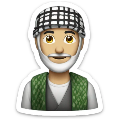 iranian man with Keffiyeh sticker