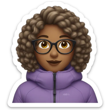 A girl with glasses and curly hair skiing  sticker