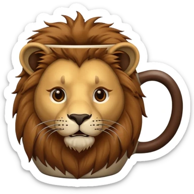 lion in a cpffee muck sticker
